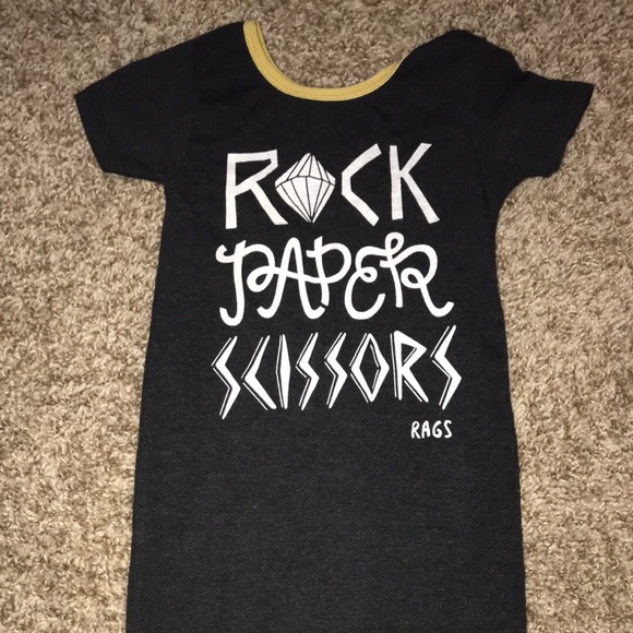 Rock, paper, scissors rags to raches romper. - Picture 1 of 3